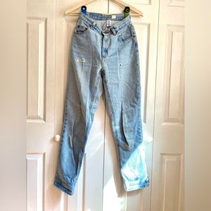 Straight leg light wash jeans